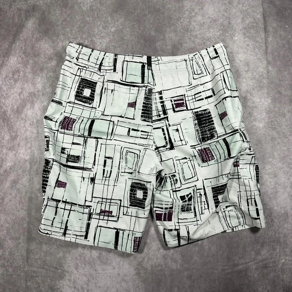 O'Neill Mens Board Shorts 38 Geometric Abstract Print Black Purple Swim Trunks